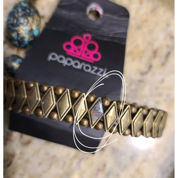 Paparazzi Lot of 6 Earrings Necklaces and Bracelets. Blue Bronze Black - Picture 5 of 9